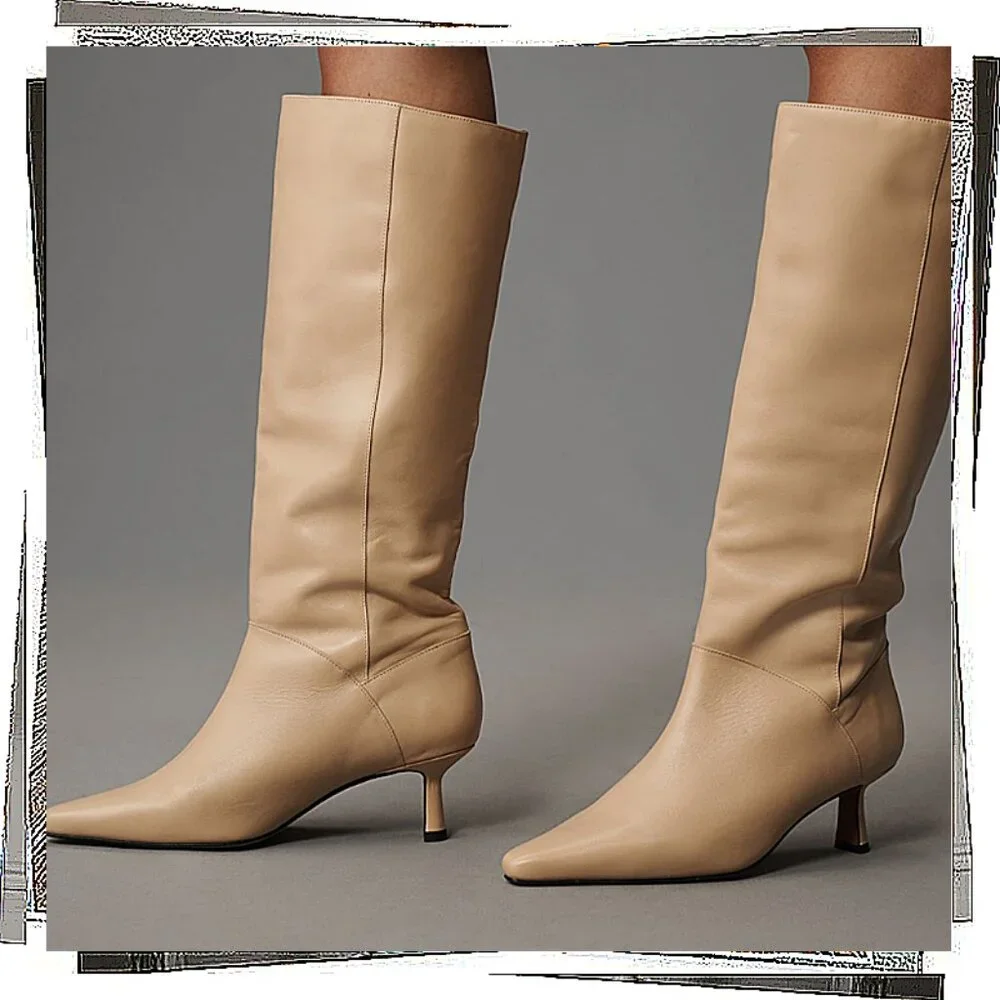 NWT: Minimalist Cream Leather Slip On Boots (EU 37) - Picture 3 of 3